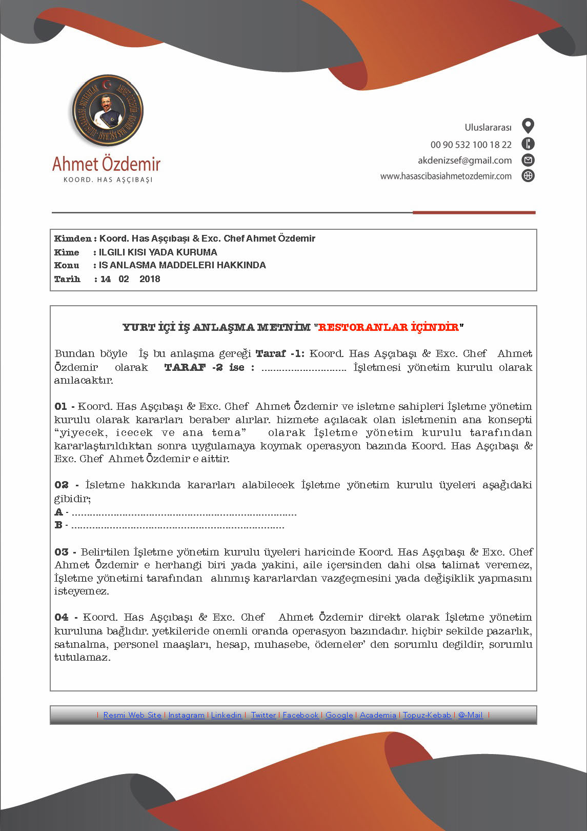 osmanli ve turk mutfagi danismanlik hizmetleri