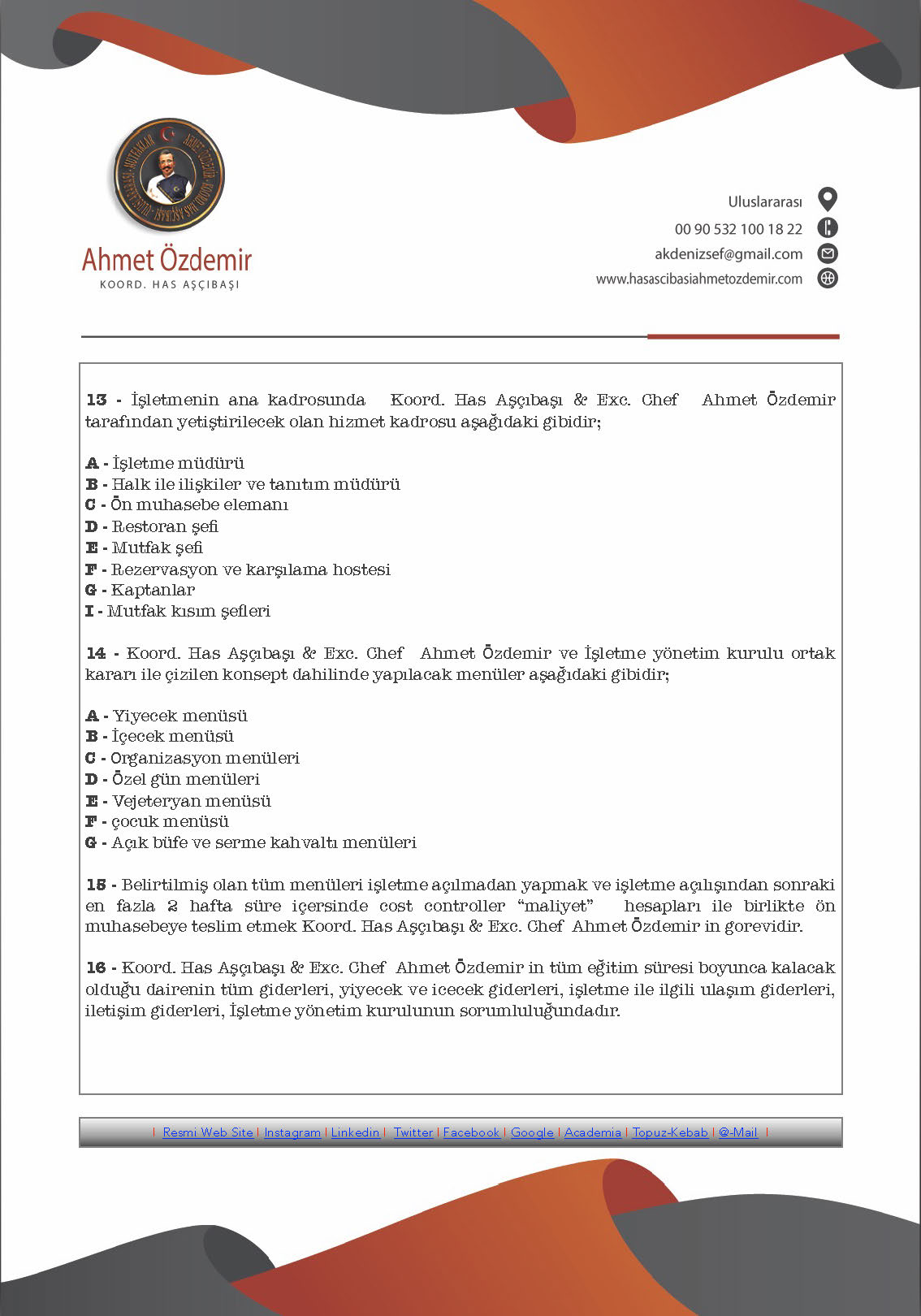 osmanli ve turk mutfagi danismanlik hizmetleri